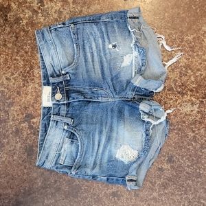 BKE Stella midrise denim shorts cutoffs destroyed 25